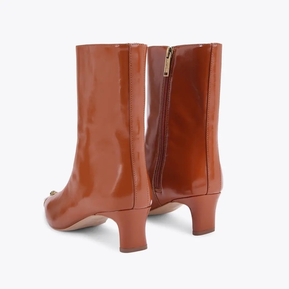 Kurt Geiger London Regent Cap-Toe Brown Patent Leather Ankle Boots Size 37/ 7 US - Picture 4 of 9